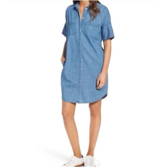 JUSTFAB Chambray Boho Western button up Dress Medium - Picture 1 of 10